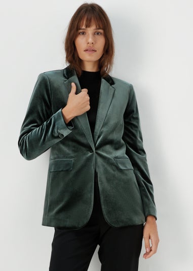 Et Vous Green Velvet Blazer