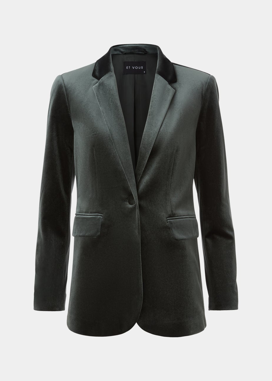Et Vous Green Velvet Blazer