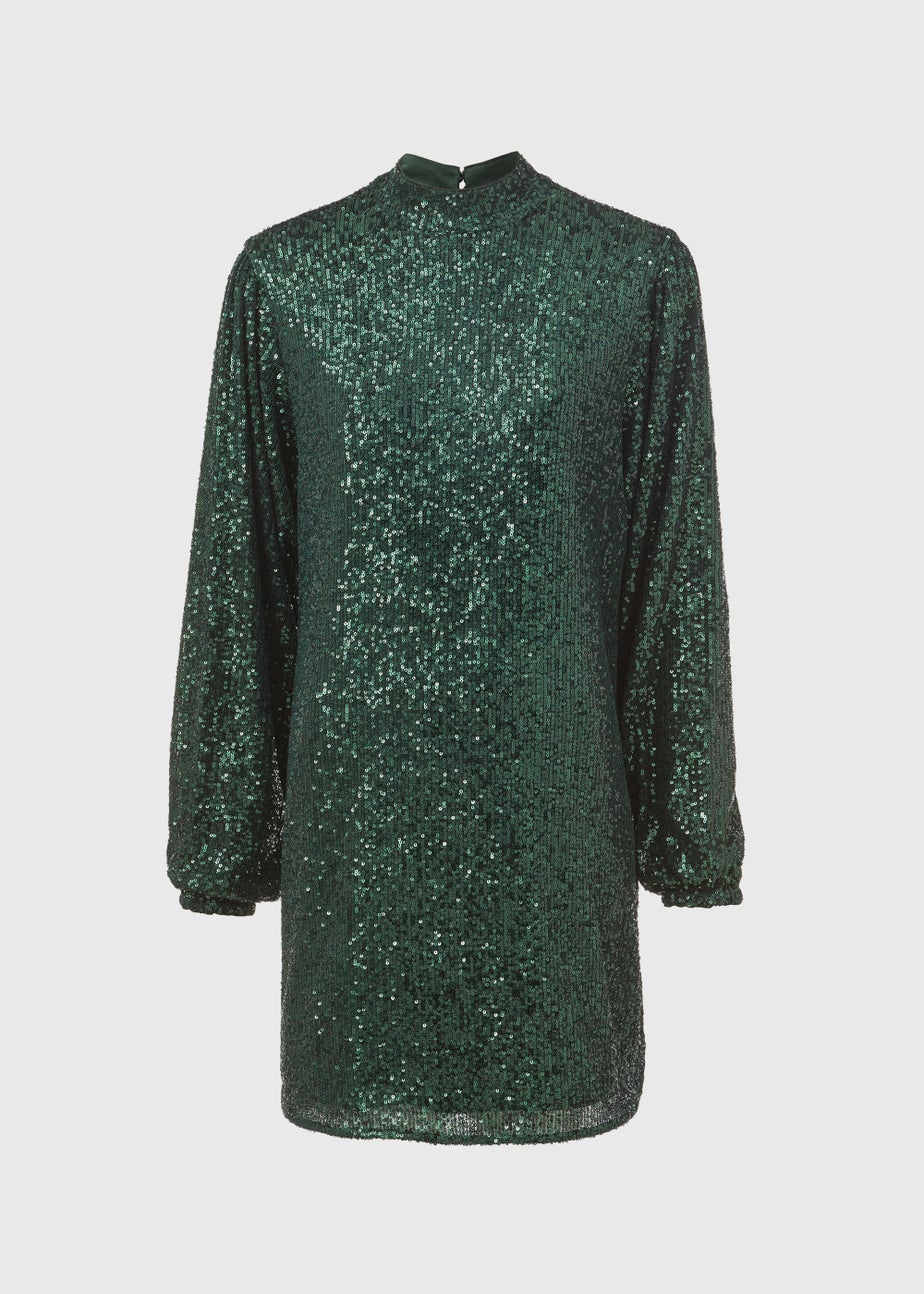 Et Vous Green Sequin Batwing Mini Dress
