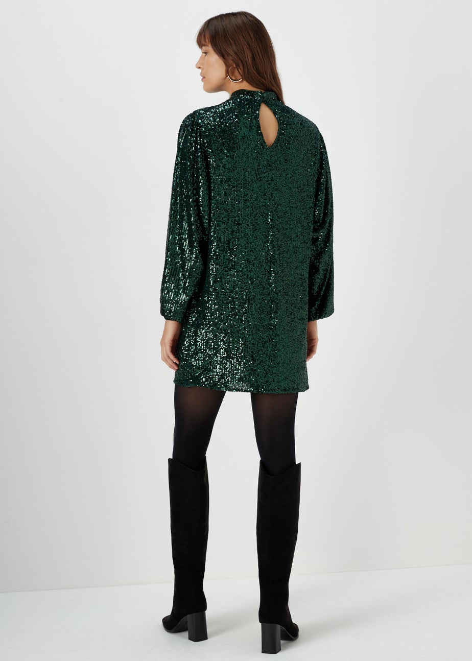 Et Vous Green Sequin Batwing Mini Dress
