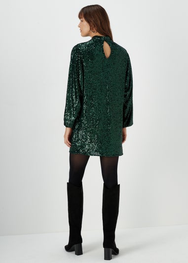 Et Vous Green Sequin Batwing Mini Dress