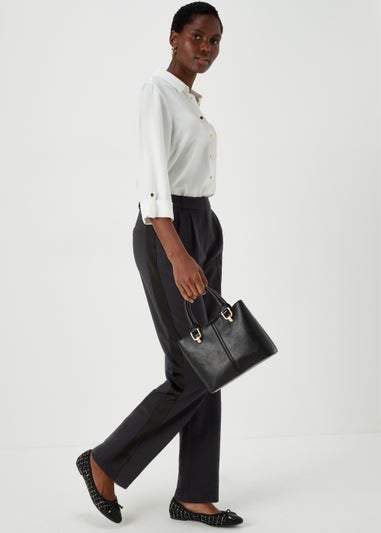 Et Vous Black Satin Side Stripe Trousers