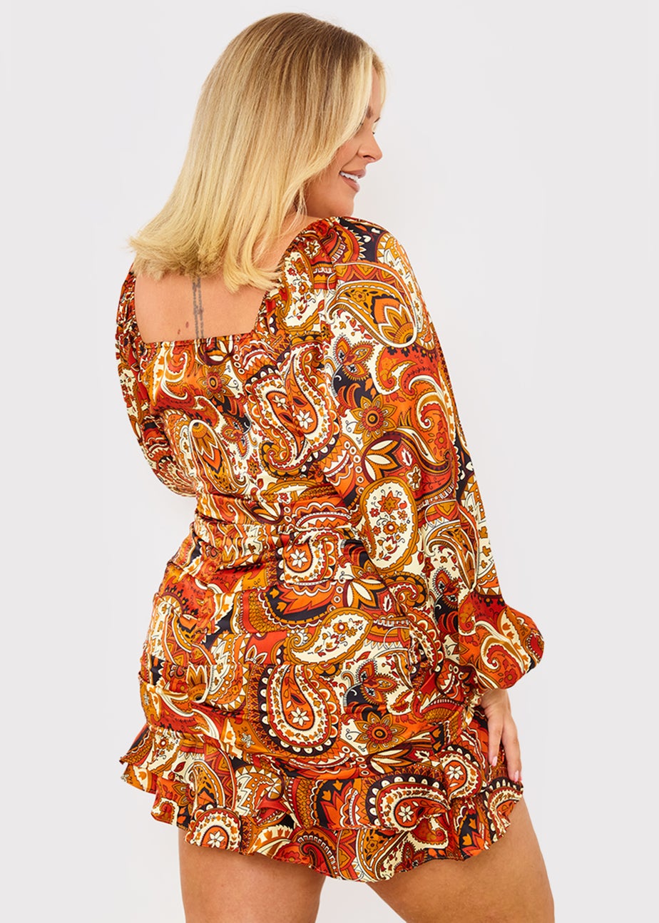 In the Style Danielle Rust Paisley Print Bodysuit