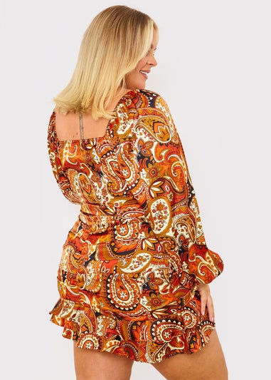 In the Style Danielle Rust Paisley Print Bodysuit