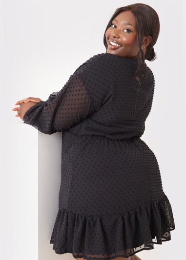 In the Style Jac Jossa Black Frill Hem Mini Dress