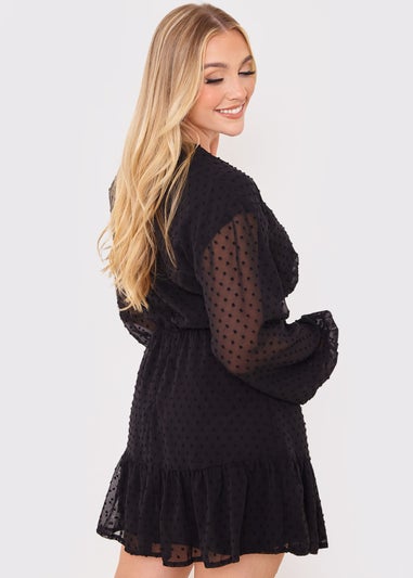 In the Style Jac Jossa Black Frill Hem Mini Dress