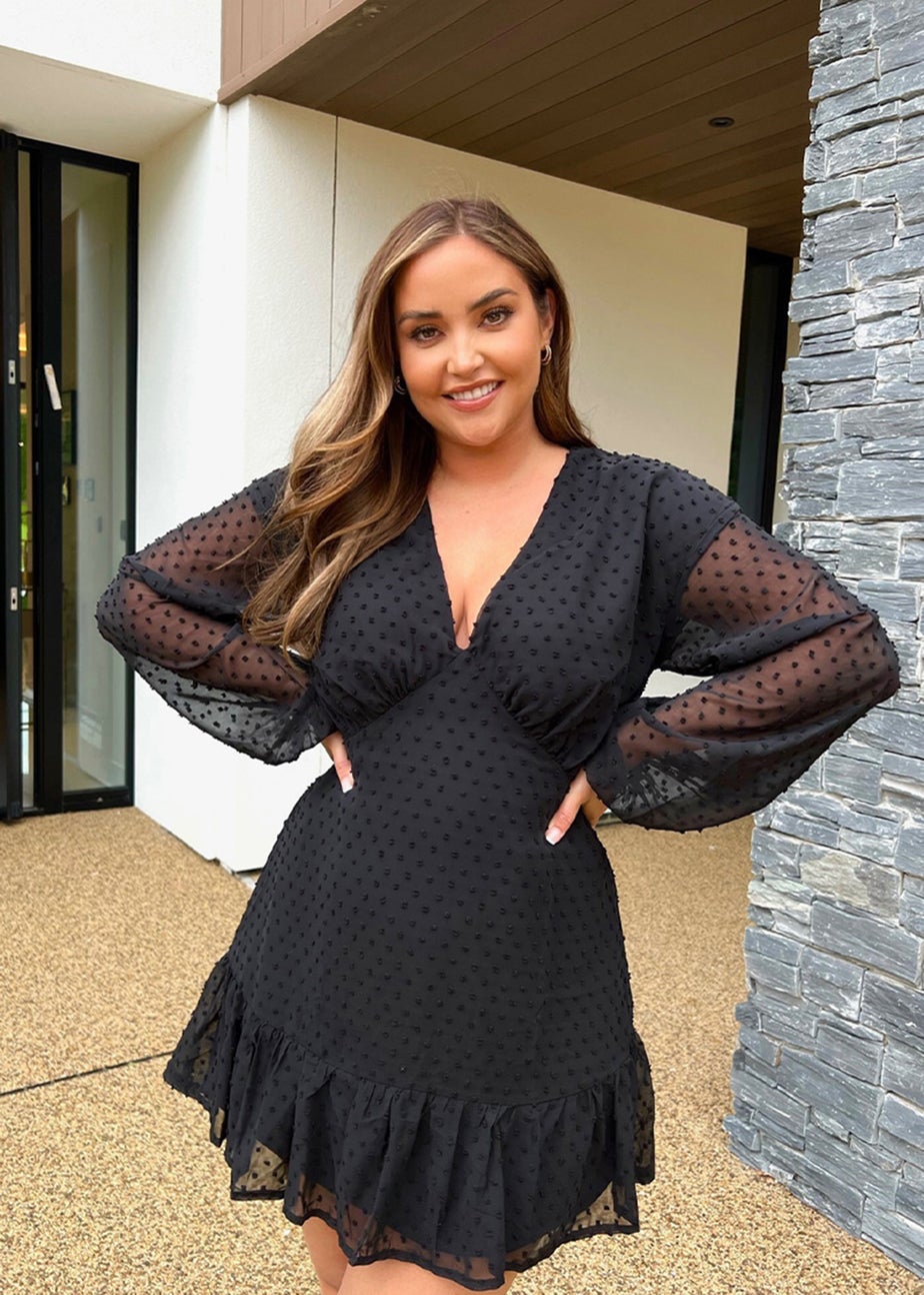 In the Style Jac Jossa Black Frill Hem Mini Dress