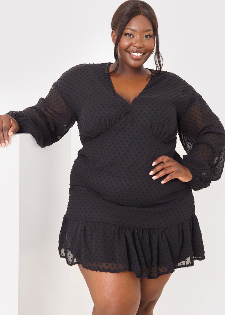 In the Style Jac Jossa Black Frill Hem Mini Dress