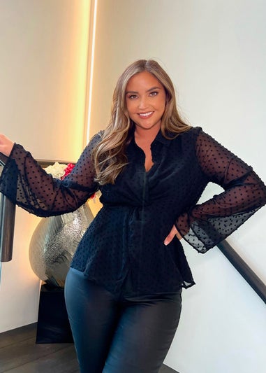 In the Style Jac Jossa Black Dobby Twist Blouse