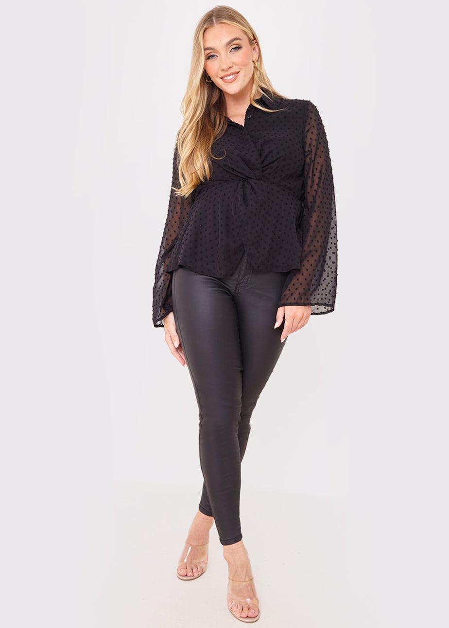In the Style Jac Jossa Black Dobby Twist Blouse
