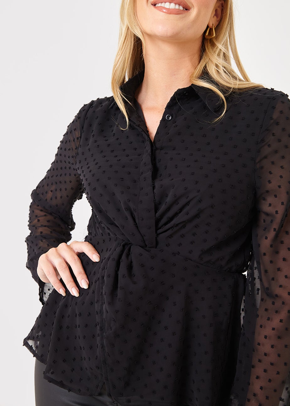 In the Style Jac Jossa Black Dobby Twist Blouse