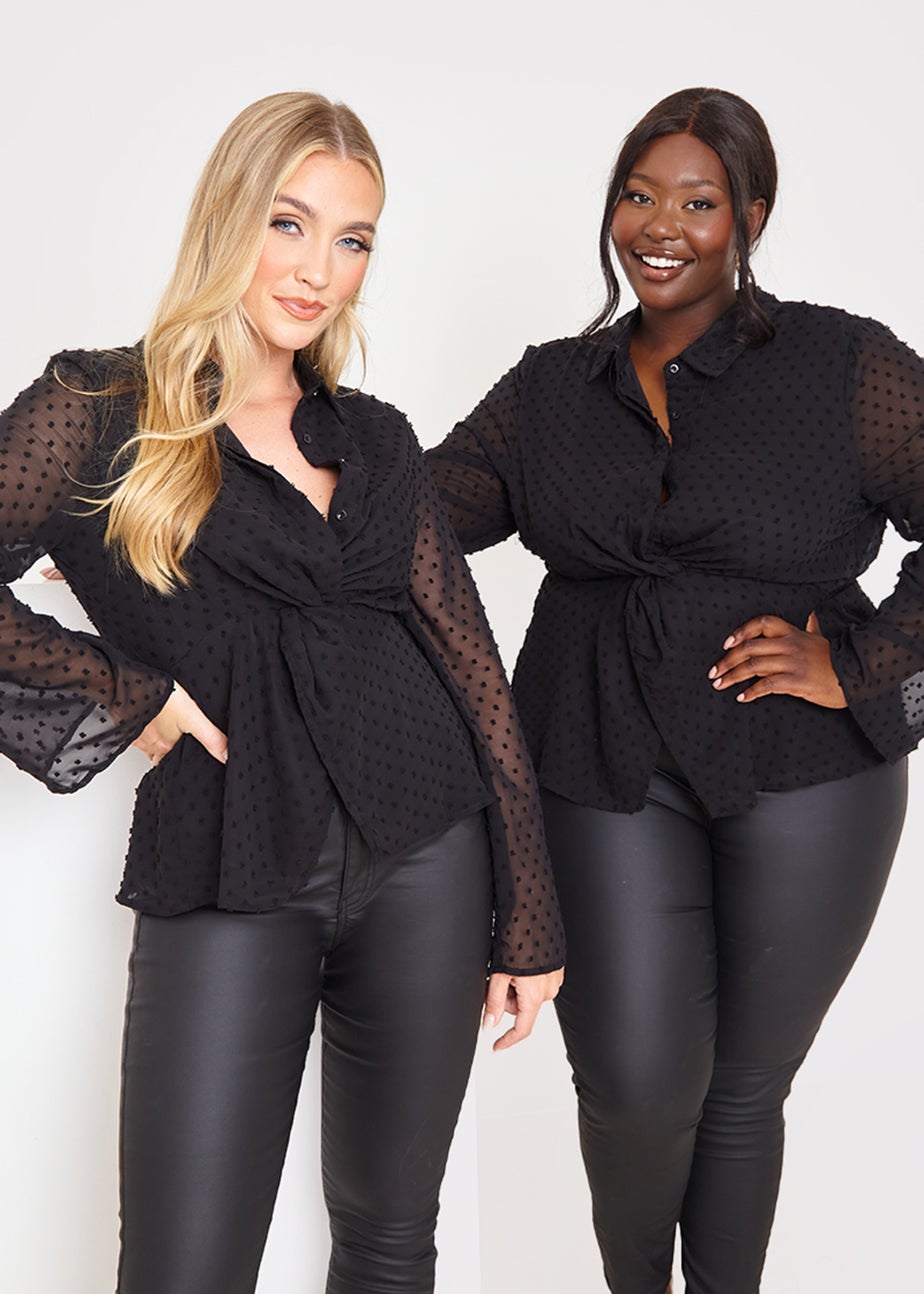 In the Style Jac Jossa Black Dobby Twist Blouse