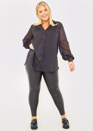 In the Style Jess Millichamp Black PU Snake Leggings