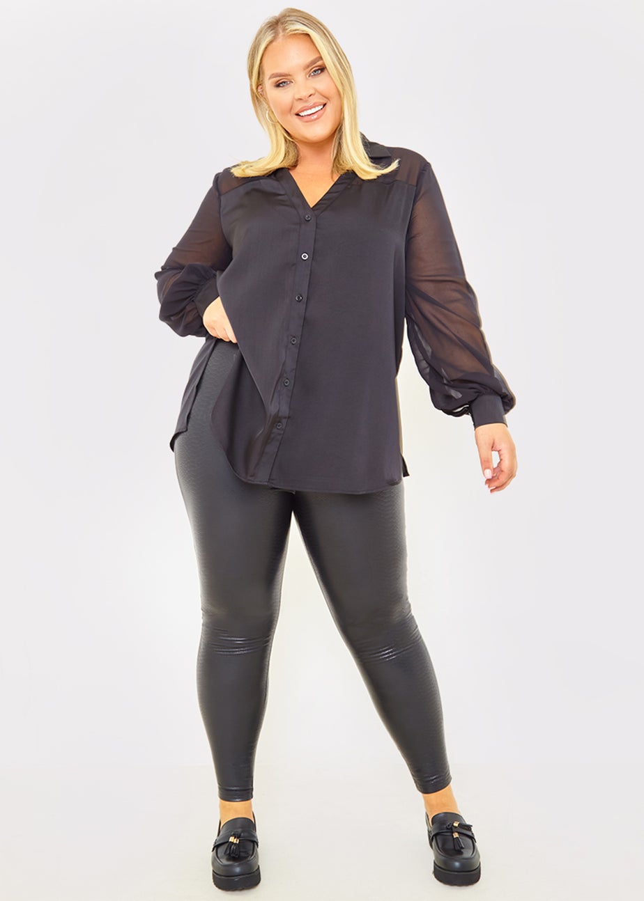 In the Style Jess Millichamp Black PU Snake Leggings