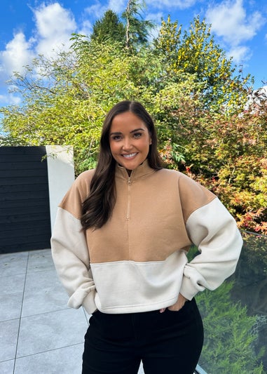 In the Style Jac Jossa Camel Half Zip Sweatshirt