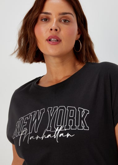 Papaya Curve Black New York Slogan T-Shirt