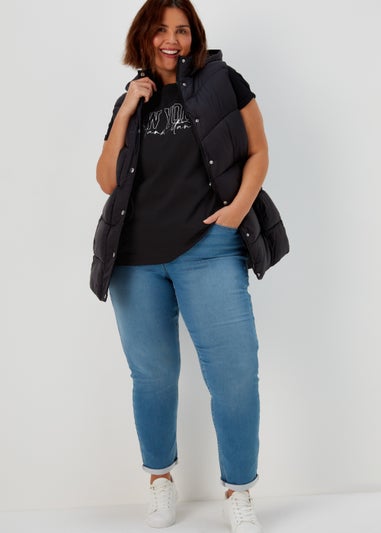 Papaya Curve Black New York Slogan T-Shirt