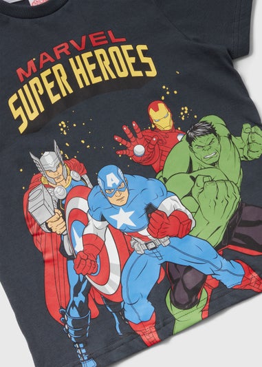 Kids Black & Grey Marvel Superheroes Pyjama Set (5-12yrs)