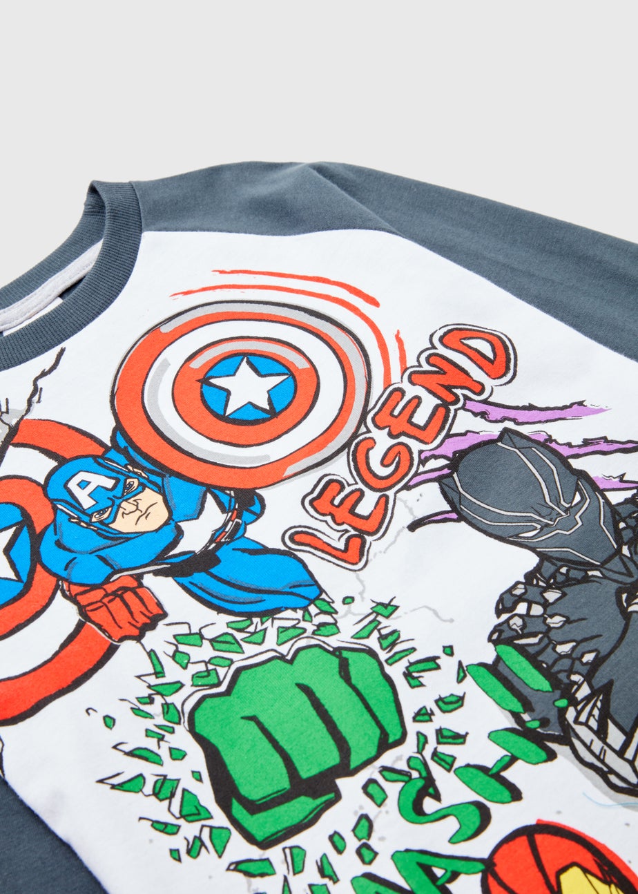 Kids Charcoal Marvel Print Long Sleeve Pyjama Set (5-12yrs)
