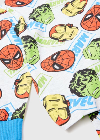 Kids Blue Marvel Print Long Sleeve Pyjama Set (5-12yrs)