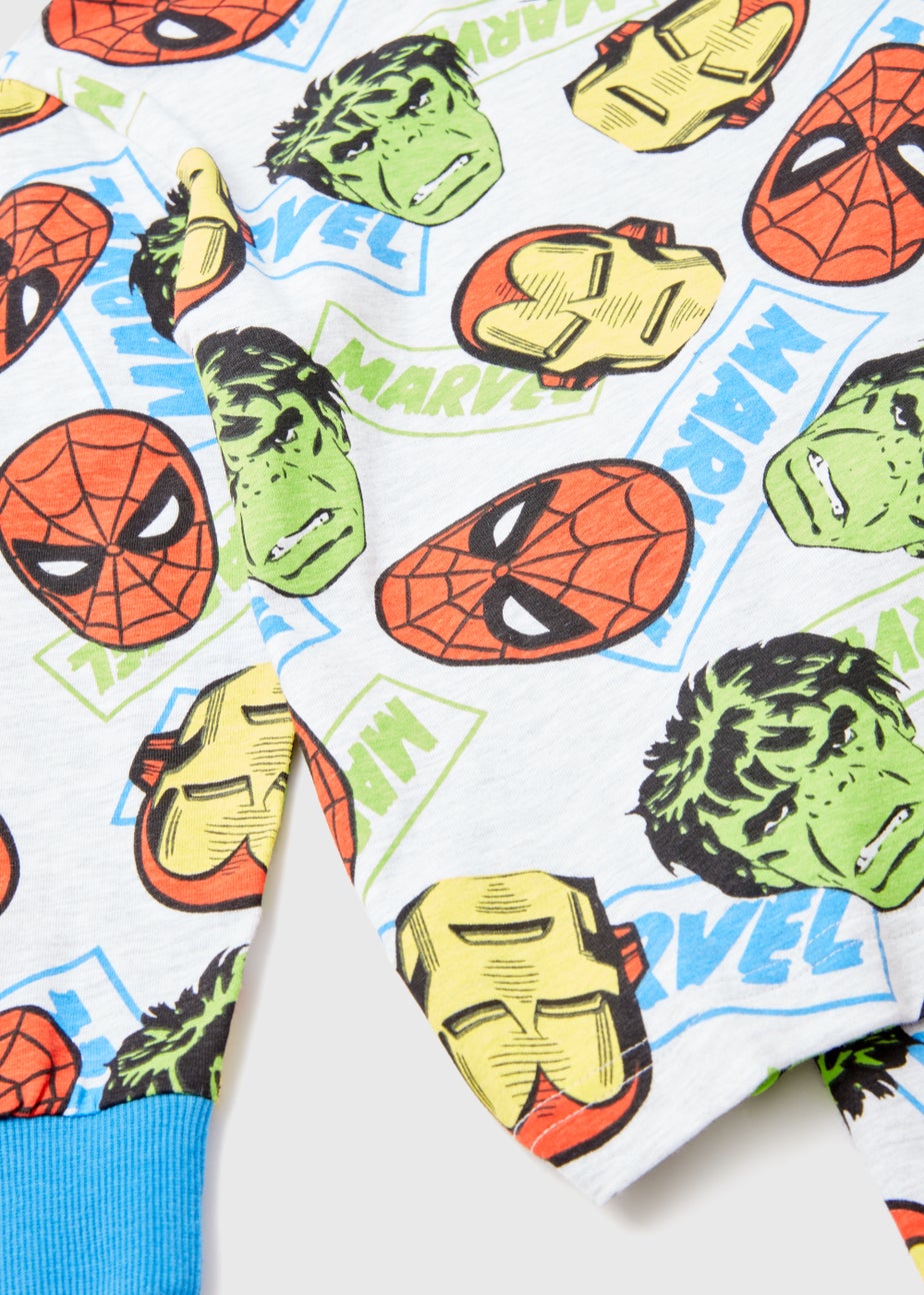 Kids Blue Marvel Print Long Sleeve Pyjama Set (5-12yrs)