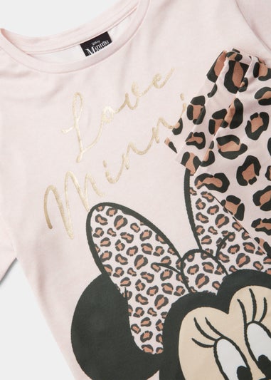 Kids Pink Disney Minnie Mouse Leopard Print Pyjama Set (3-13yrs)