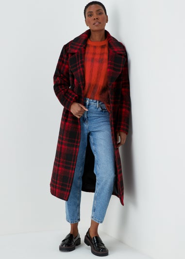 Red Check Brushed Jumper