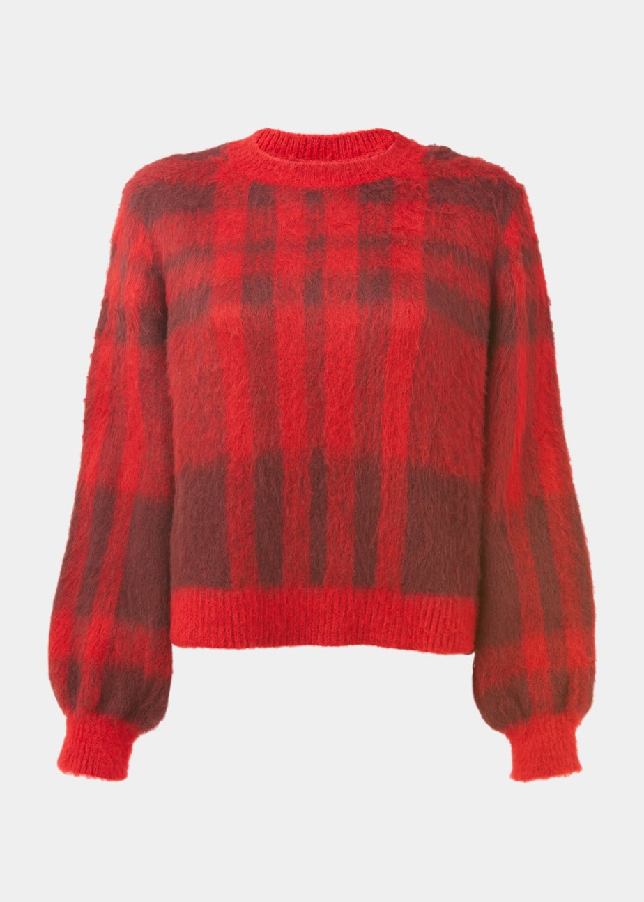 Red Check Brushed Jumper