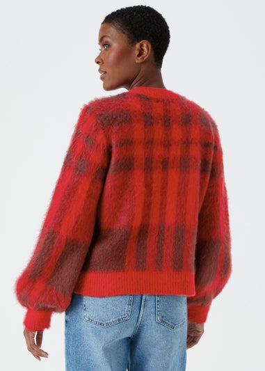 Red Check Brushed Jumper