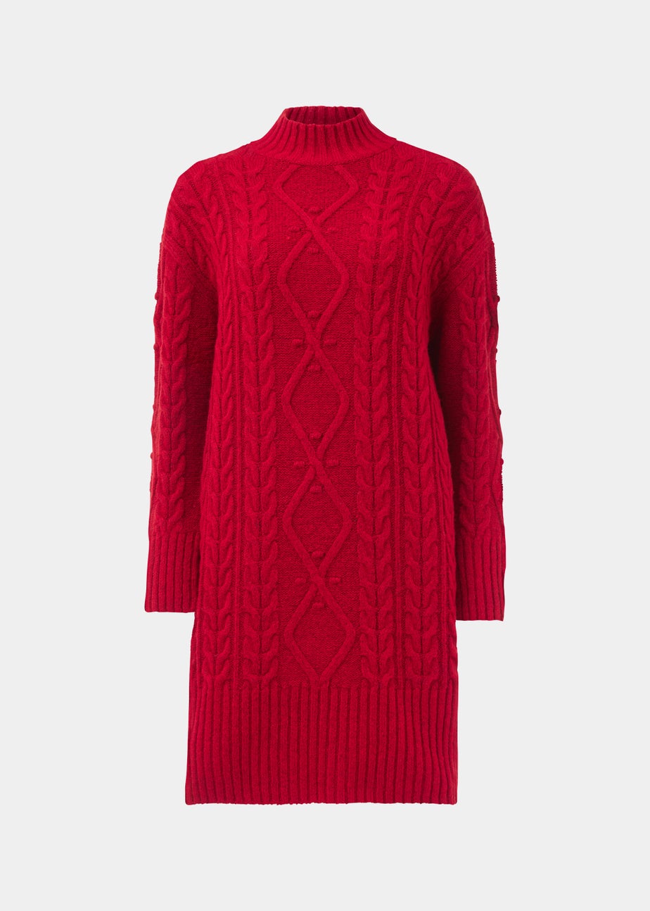 Red Cable Knit Dress