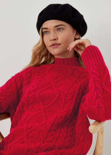 Red Cable Knit Dress