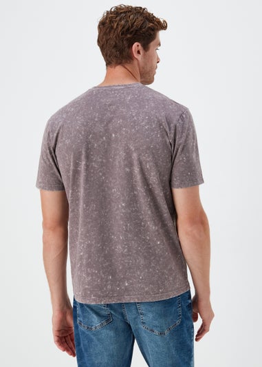 Purple Acid Wash Gas Monkey Print T-Shirt