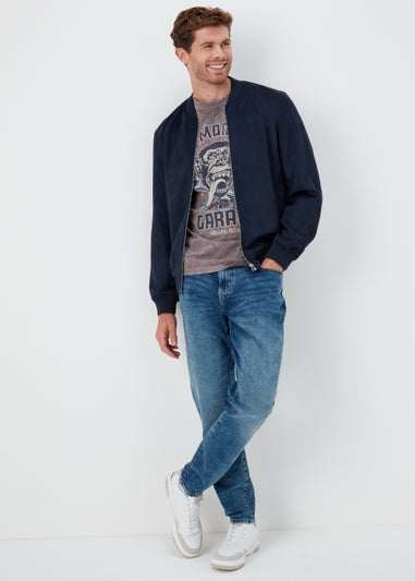 Purple Acid Wash Gas Monkey Print T-Shirt