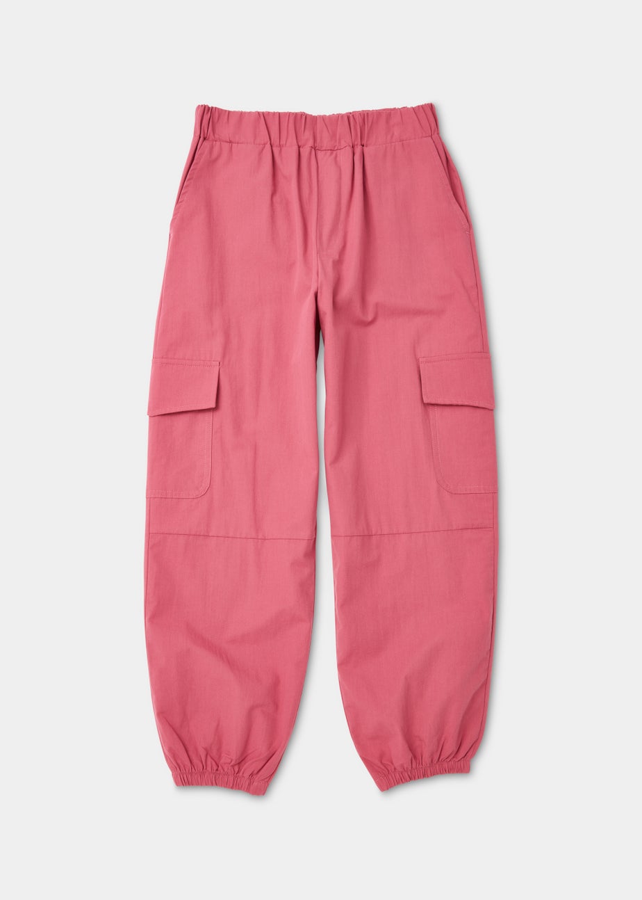 Girls Burgundy Parachute Trousers (4-15yrs)