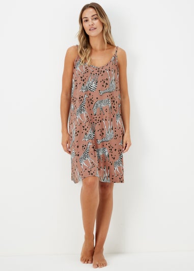 Brown Animal Print Chemise