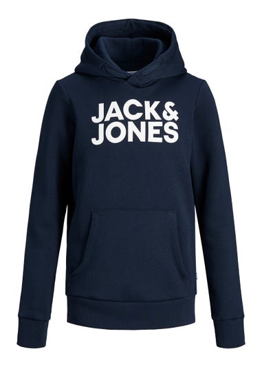 Jack & Jones Junior Navy Logo Hoodie (6-16yrs)