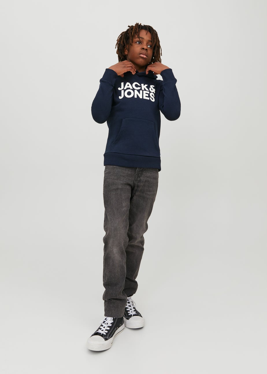 Jack & Jones Junior Navy Logo Hoodie (6-16yrs)