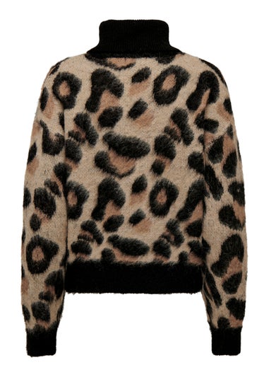 JDY Leo Beige Leopard Print Knit Jumper