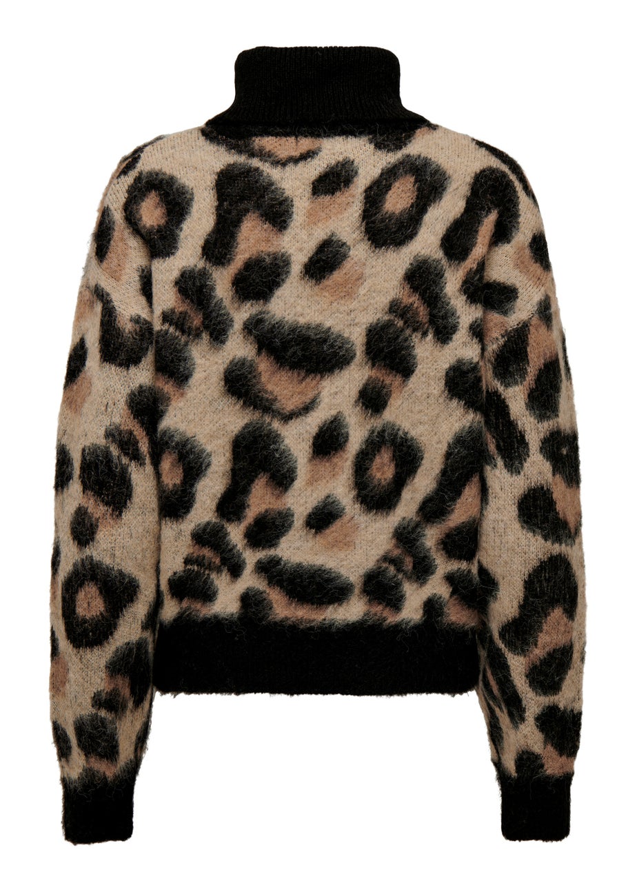 JDY Leo Beige Leopard Print Knit Jumper