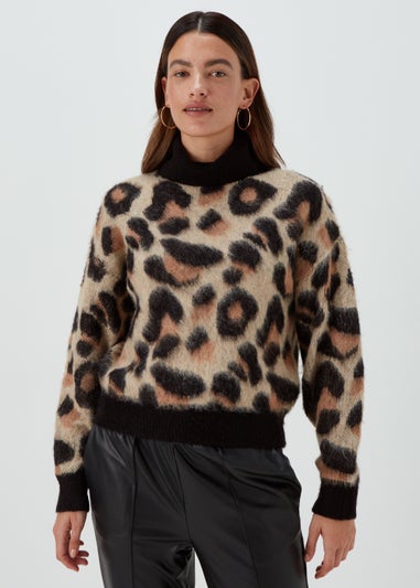 JDY Leo Beige Leopard Print Knit Jumper