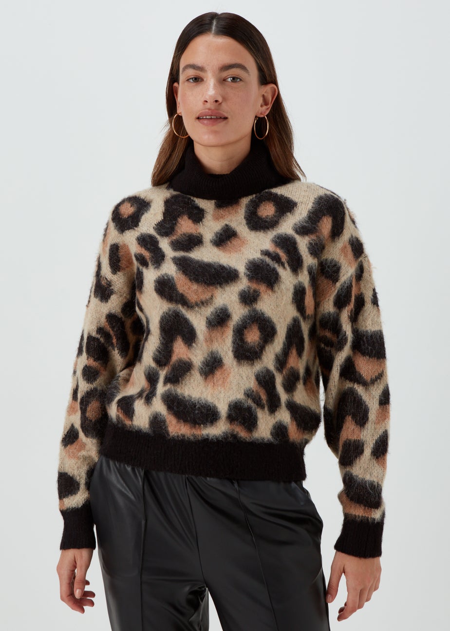 JDY Leo Beige Leopard Print Knit Jumper