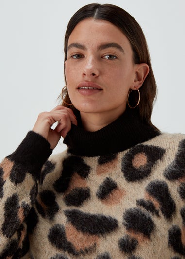 JDY Leo Beige Leopard Print Knit Jumper