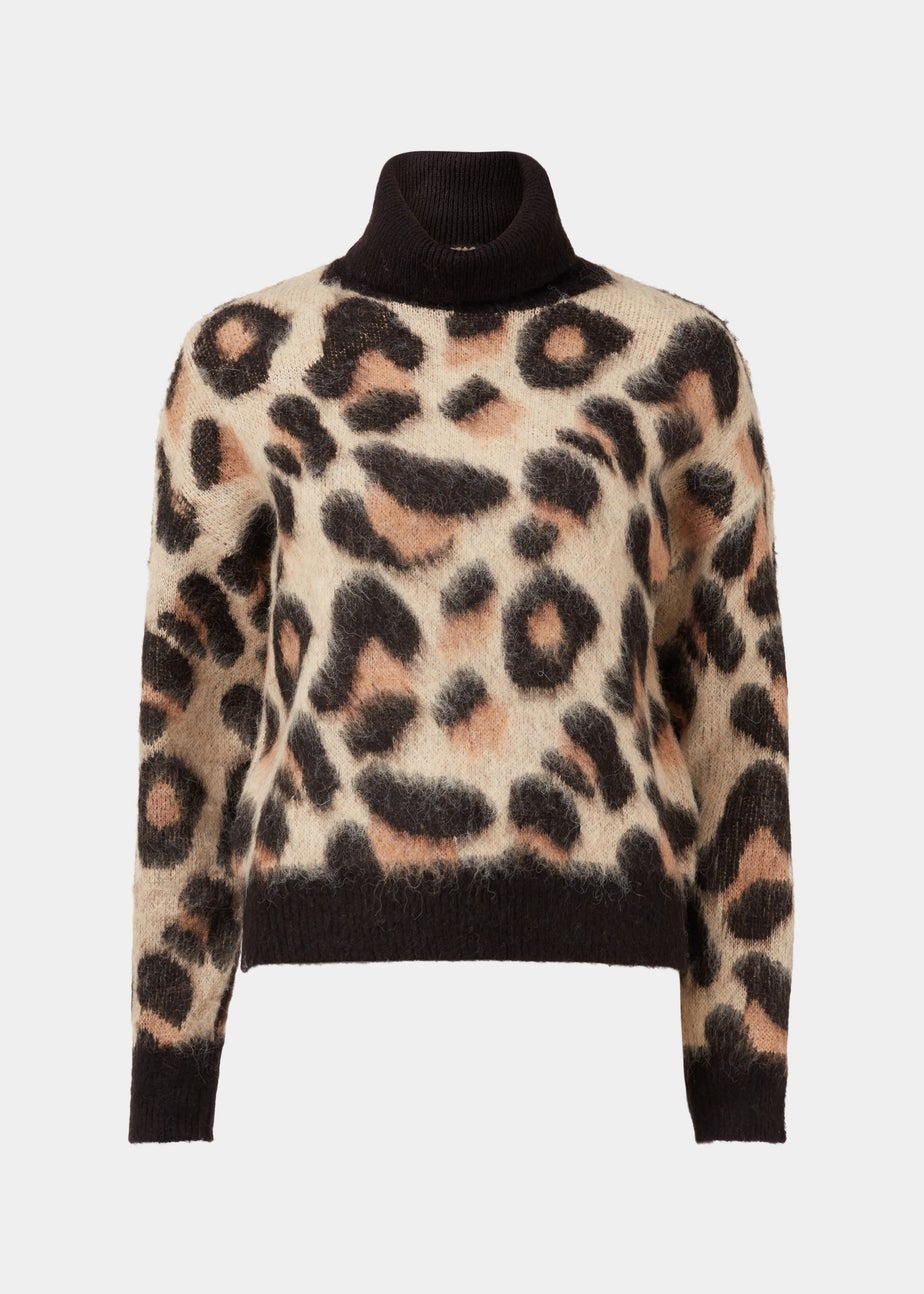 JDY Leo Beige Leopard Print Knit Jumper