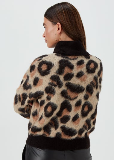 JDY Leo Beige Leopard Print Knit Jumper