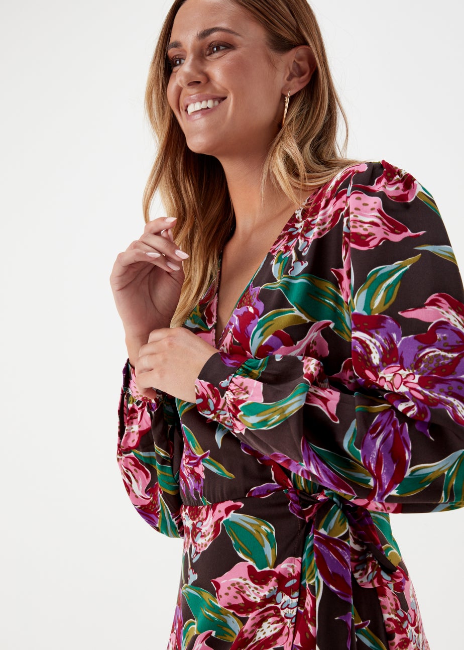 JDY Marina Khaki Wrap Long Sleeve Midi Dress