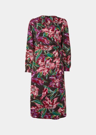 JDY Marina Khaki Wrap Long Sleeve Midi Dress