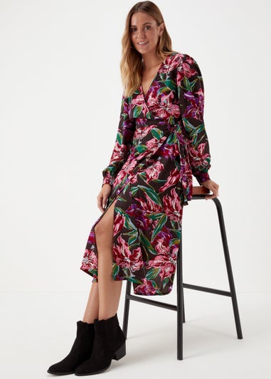 JDY Marina Khaki Wrap Long Sleeve Midi Dress