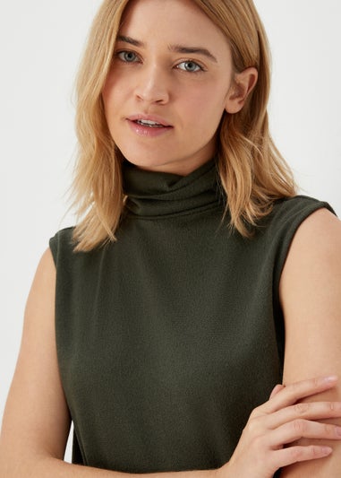 JDY Tonsy Khaki High Neck Knitted Top
