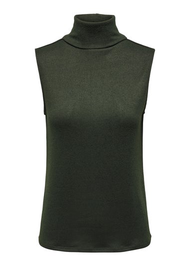JDY Tonsy Khaki High Neck Knitted Top