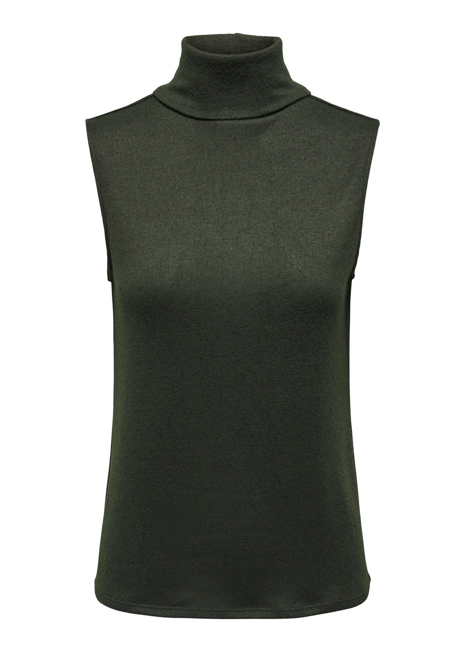 JDY Tonsy Khaki High Neck Knitted Top